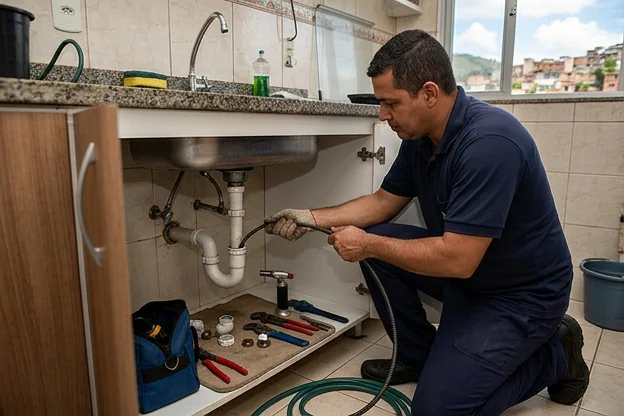 Pia sendo mantida para evitar entupimentos, com cuidados visíveis.